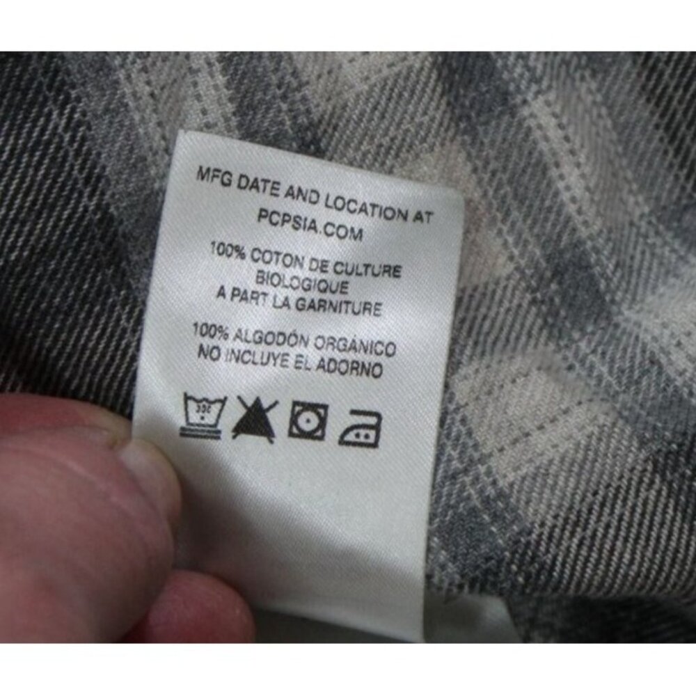 Patagonia Mens Organic Cotton Plaid Button-Up Shirt XXL Black & White - Picture 7 of 9